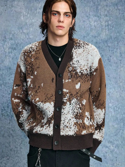 Vintage Cross Knit Brown Cardigan